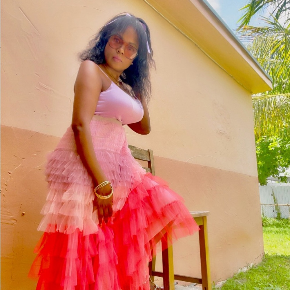Pink Ombre Layered Skirt